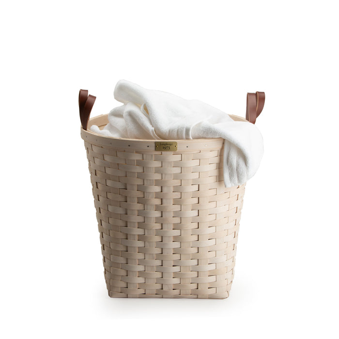1973 Tall Laundry Basket with Attached Lining - 1973 White