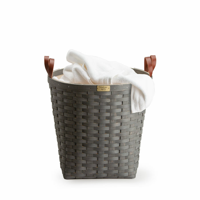 1973 Tall Laundry Basket with Attached Lining - Pewter