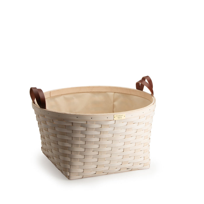 1973 Round Laundry Basket with Attached Lining - 1973 White