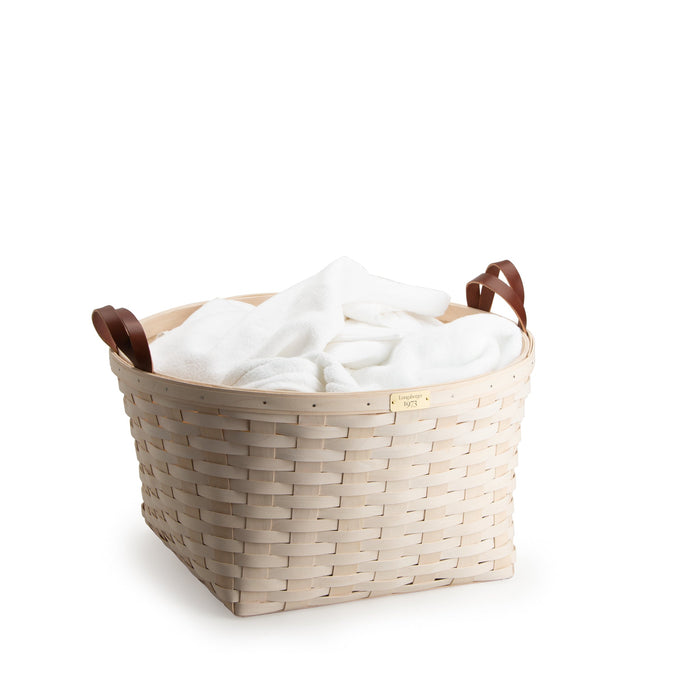 1973 Round Laundry Basket with Attached Lining - 1973 White