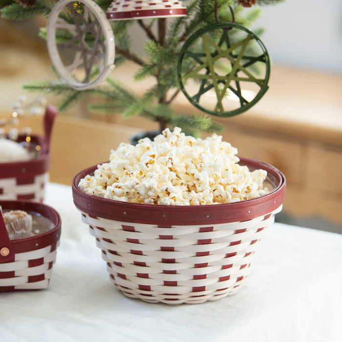 Christmas Weave Serving Bowl Set with Protector - Bold Red and 1973 White