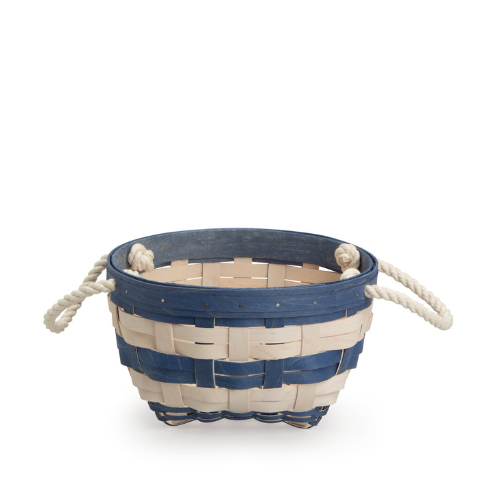 Small Interstacking Rope Basket Regal Blue Stripe