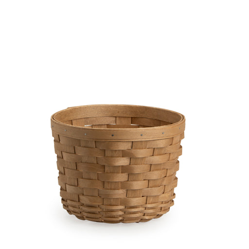 Front of Light Brown Medium Round Basket Set with Protector
