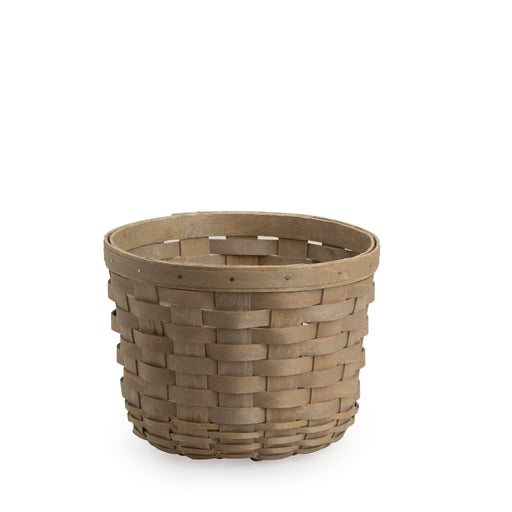 Front of Pale Grey Medium Round Basket