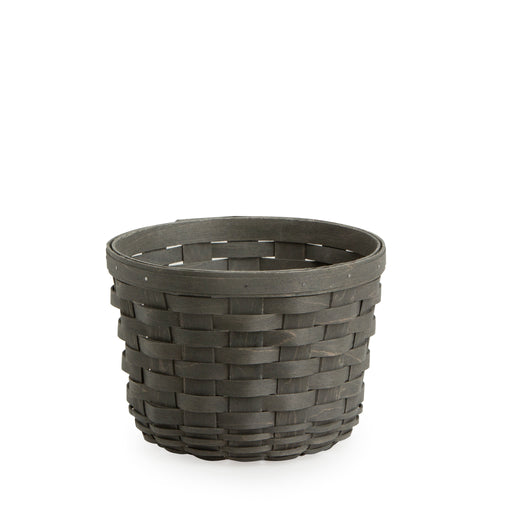 Front of Pewter Medium Round Basket Set with Protector