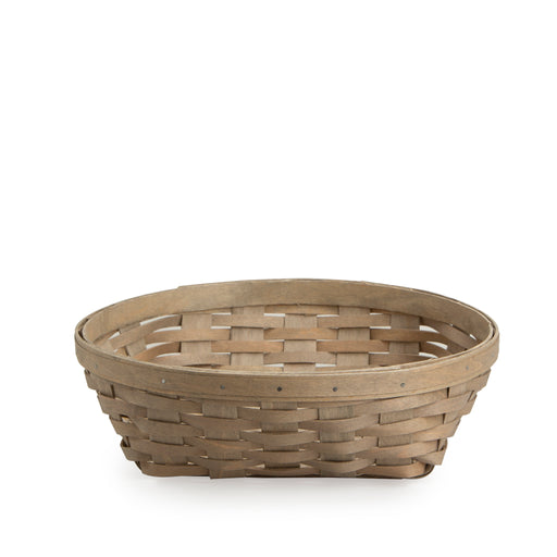 Front of Pale Grey Short Round Basket