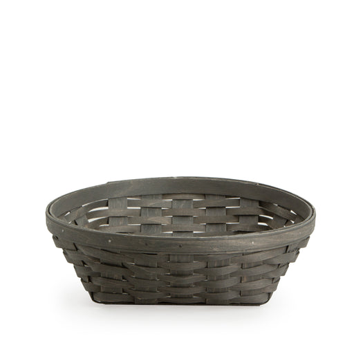 Front of Pewter Short Round Basket Set with Protector