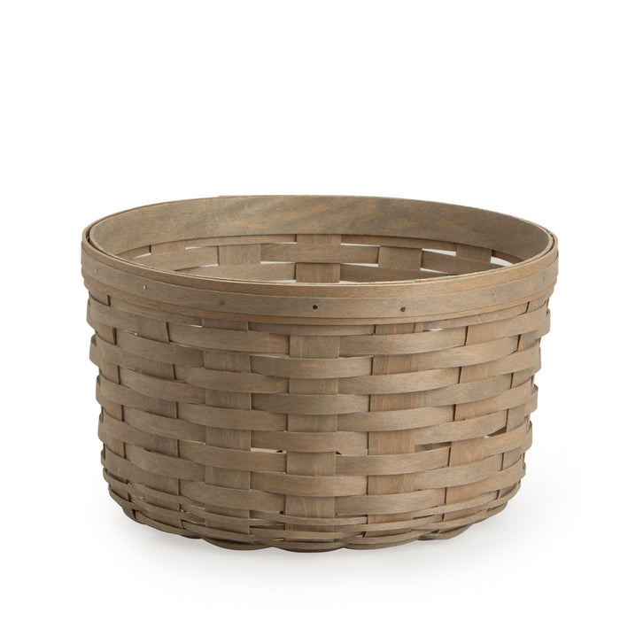 Front of Pale Grey Large Round Basket Set with Protector