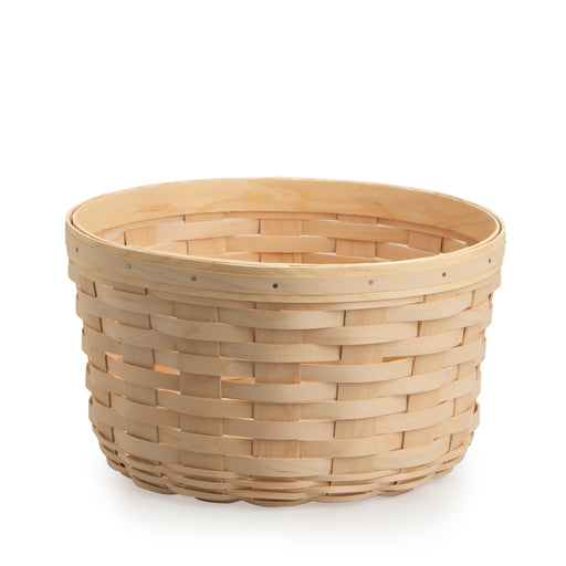 Front of Whitewash Large Round Basket Set with Protector