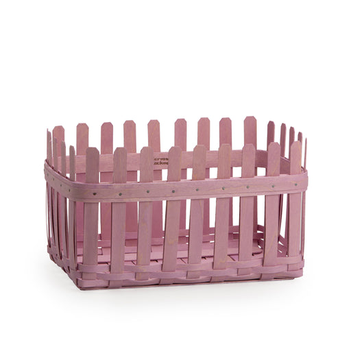 Front of Norman Rockwell Picket Fence Basket Set with Protector - Soft Lavender