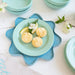 Flower Petal Basket - Robin's Egg Blue with Mint dessert plate, holding muffins.