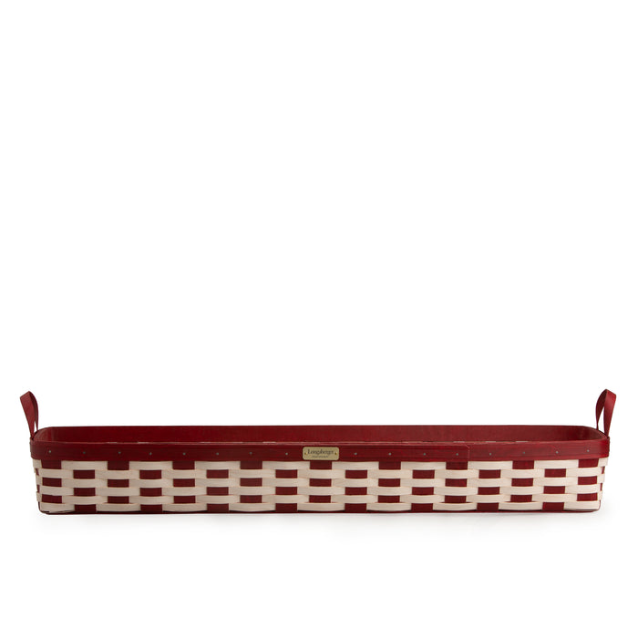 Christmas Weave Long Centerpiece Basket Set with Protectors - Bold Red