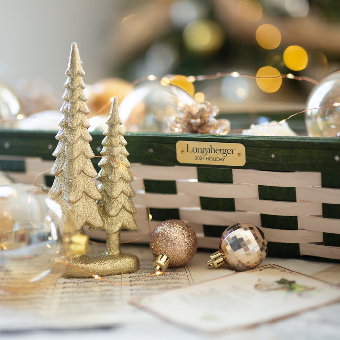 2024 Longaberger Holiday Basket Set with Protectors Bold Green