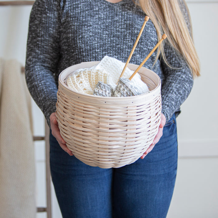 Large Round Nesting Storage Basket Set with Protector - Whitewashed