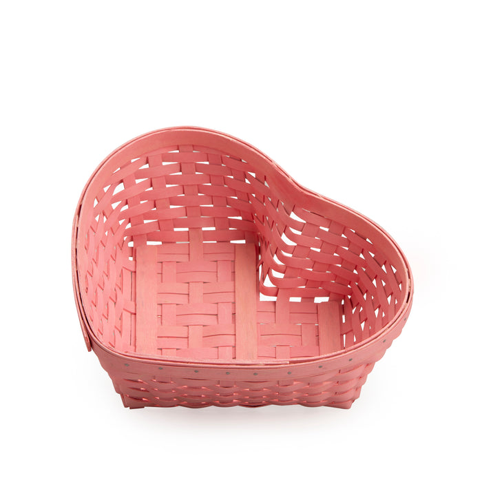 Woven with Love Heart 4-Piece Basket Set with Protectors - Pink and Red