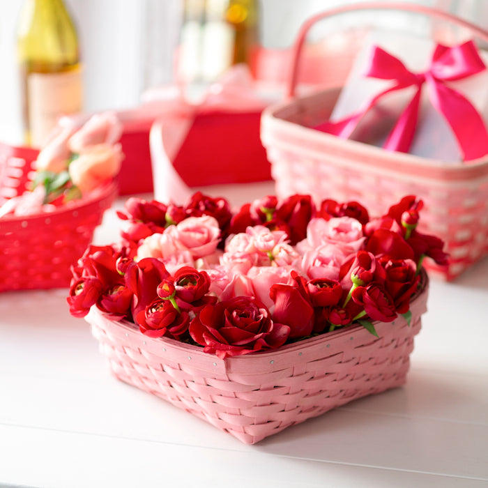 Woven with Love Heart Basket Set with Protector - Pink