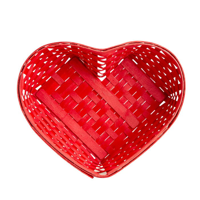 Woven with Love Heart Basket Set with Protector - Red