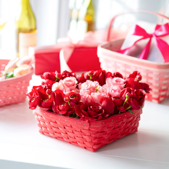 Woven with Love Heart Basket Set with Protector - Red