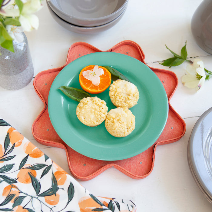 Flower Petal Basket and Plate Set - Coral and Mint