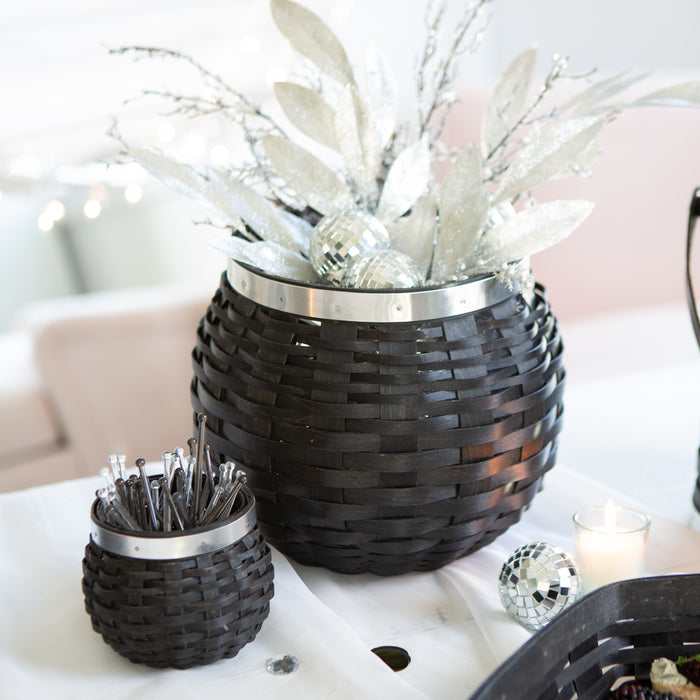 New Year's Eve Medium Ball Drop Bowl Basket with Protector - Aluminum