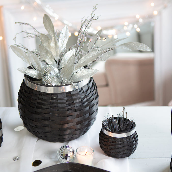 New Year's Eve Small Ball Drop Bowl Basket with Protector - Aluminum