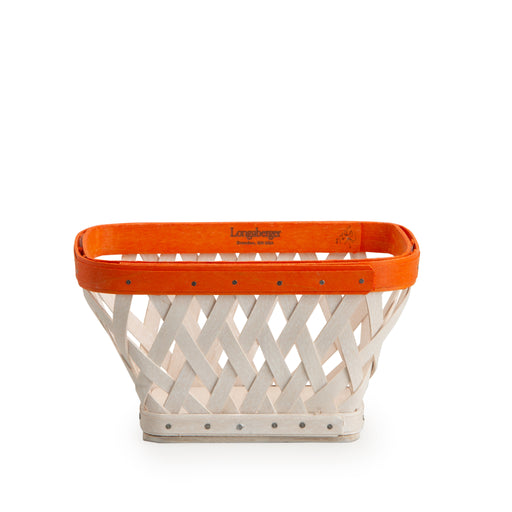 Basketball Small Tapered Rectangle Basket with Protector - Orange and White-Basket Set-Woven Maple Basket-Longaberger