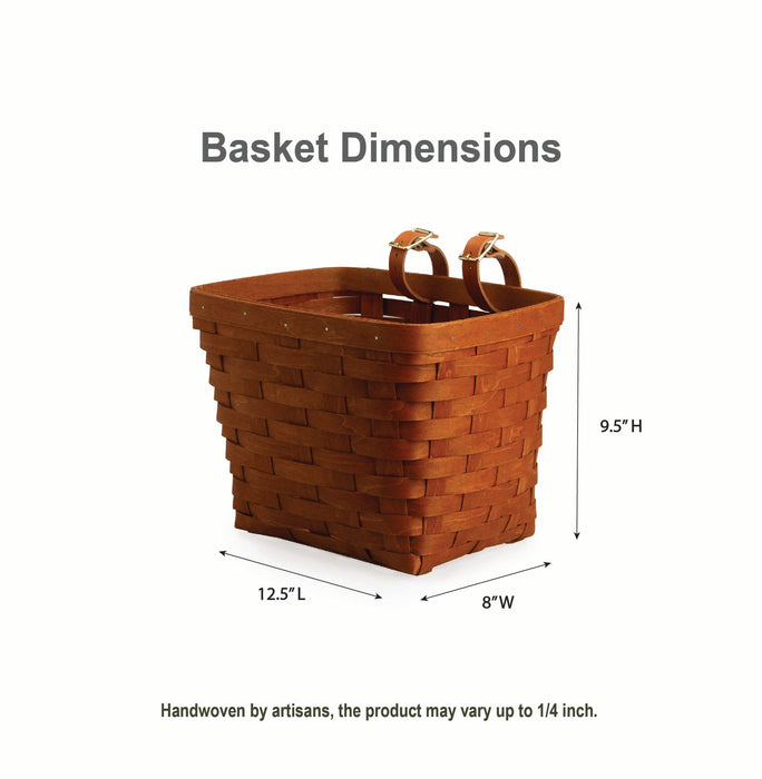 Mackinac Tapered Rectangle Bicycle Basket - Warm Cinnamon