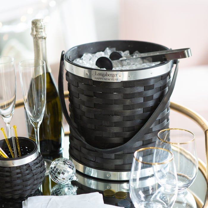Collector's New Year's Eve Bottle Chiller Basket with Protector - Aluminum