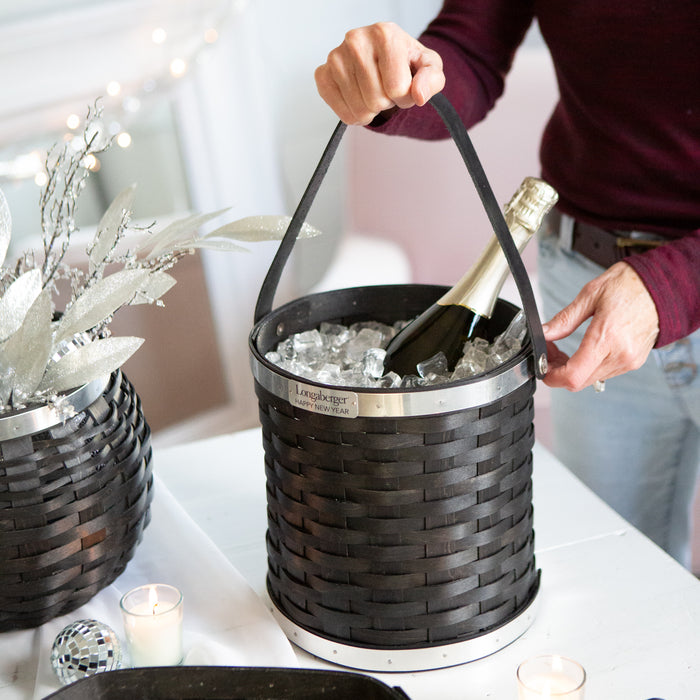 Collector's New Year's Eve Bottle Chiller Basket with Protector - Aluminum