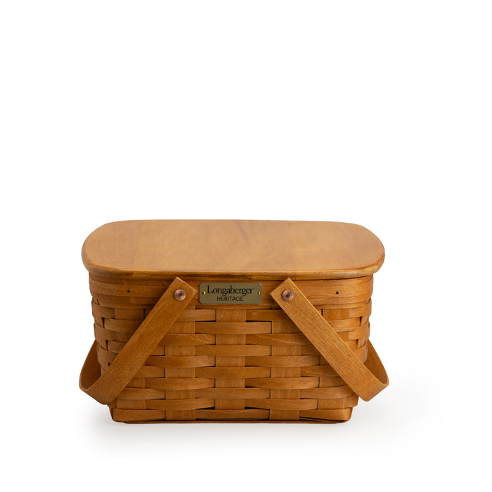 Collector's Heritage Cake Basket with Lid and Protector - Warm Brown