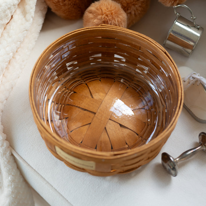 Celebrations Congratulations Basket with Protector - Warm Brown-Basket Set-Woven Maple Basket-Longaberger