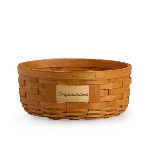 Celebrations Congratulations Basket with Protector - Warm Brown-Basket Set-Woven Maple Basket-Longaberger