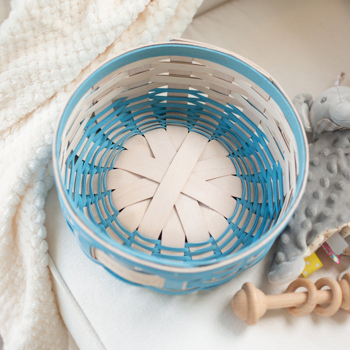 Celebrations It's a Boy Basket with Protector - Blue-Basket Set-Woven Maple Basket-Longaberger
