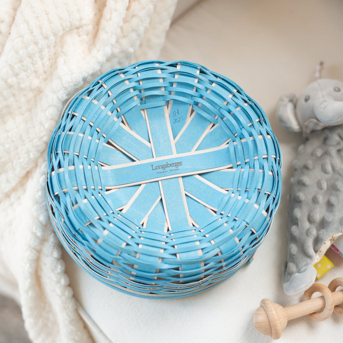 Celebrations It's a Boy Basket with Protector - Blue-Basket Set-Woven Maple Basket-Longaberger