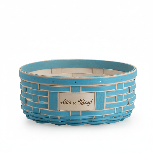 Celebrations It's a Boy Basket with Protector - Blue-Basket Set-Woven Maple Basket-Longaberger