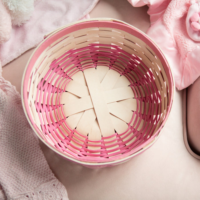 Celebrations It's a Girl Basket with Protector - Pink-Basket Set-Woven Maple Basket-Longaberger