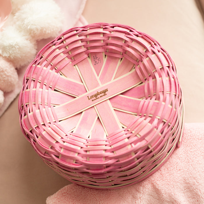 Celebrations It's a Girl Basket with Protector - Pink-Basket Set-Woven Maple Basket-Longaberger