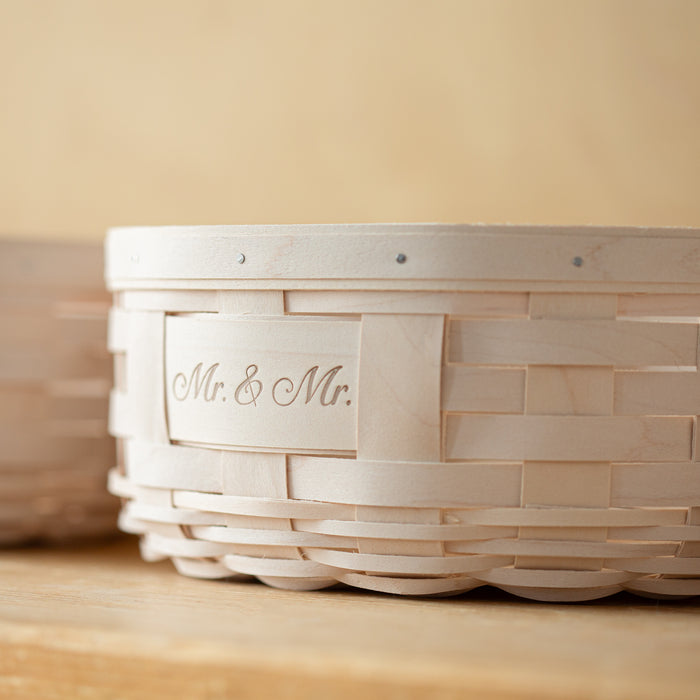 Celebrations Mr. & Mr. Basket with Protector - 1973 White-Basket Set-Woven Maple Basket-Longaberger