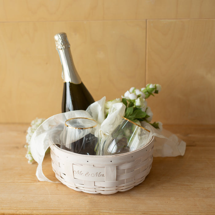 Celebrations Mr. & Mrs. Basket with Protector - 1973 White-Basket Set-Woven Maple Basket-Longaberger