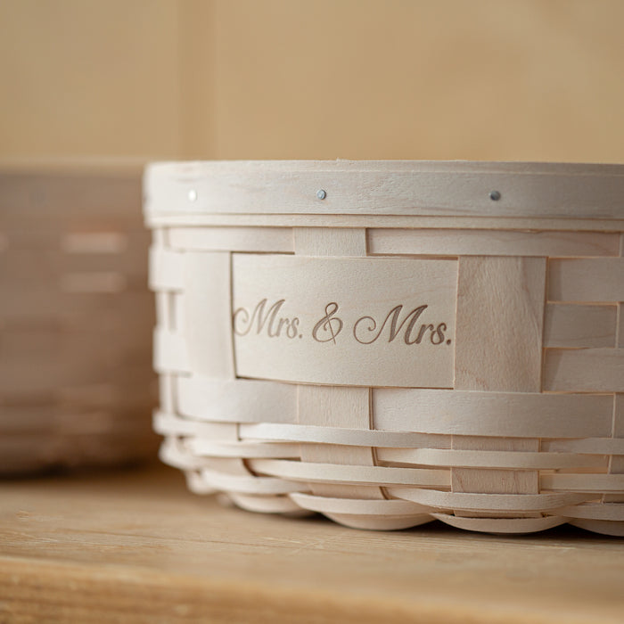 Celebrations Mrs. & Mrs. Basket with Protector - 1973 White-Basket Set-Woven Maple Basket-Longaberger
