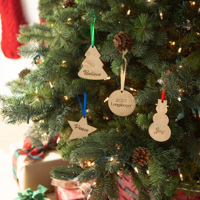 Christmas 4-Piece Wooden Ornament Set - Assorted-Basket Set-Woven Maple Basket-Longaberger
