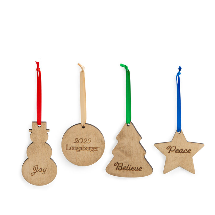 Christmas 4-Piece Wooden Ornament Set - Assorted-Basket Set-Woven Maple Basket-Longaberger