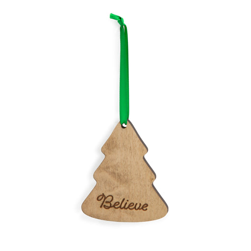 Christmas 4-Piece Wooden Ornament Set - "Believe" Tree-Ornament Set-Woven Maple Basket-Longaberger