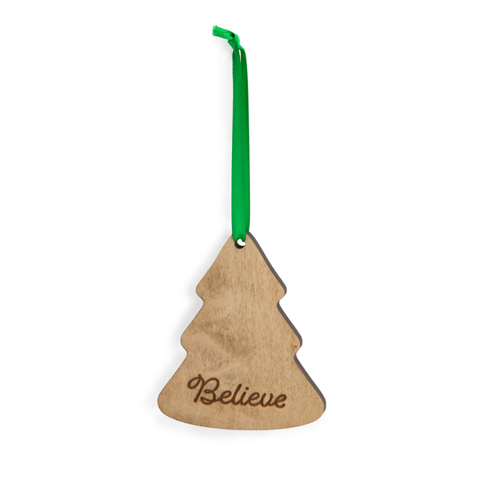 Christmas 4-Piece Wooden Ornament Set - "Believe" Tree-Ornament Set-Woven Maple Basket-Longaberger