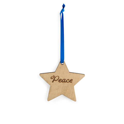 Christmas 4-Piece Wooden Ornament Set - "Peace" Star-Ornament Set-Woven Maple Basket-Longaberger
