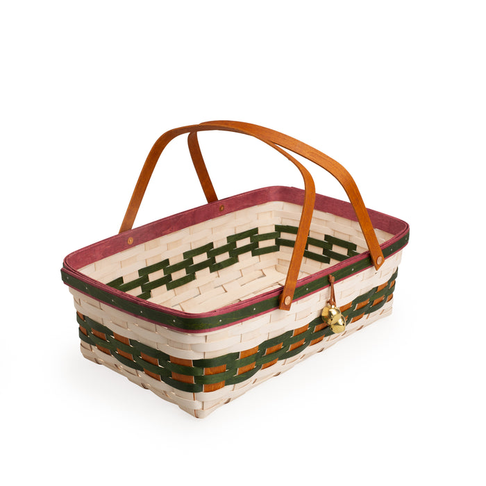 Collector's Sleigh Bells Large Gathering Basket with Protector
