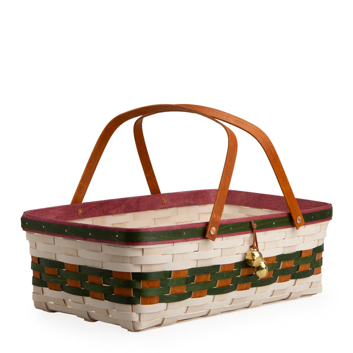 Collector's Sleigh Bells Large Gathering Basket with Protector