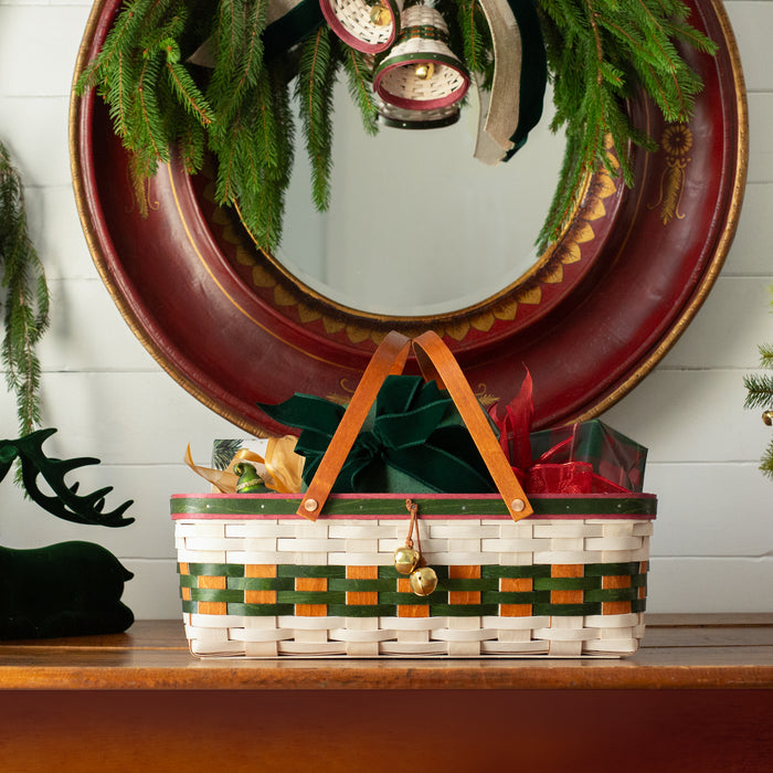 Collector's Sleigh Bells Large Gathering Basket with Protector