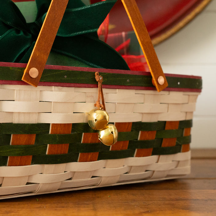 Collector's Sleigh Bells Large Gathering Basket with Protector