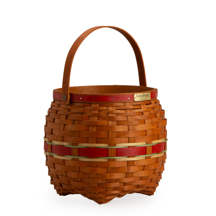 Collector's Apple Picking Medium Round Basket with Protector - Red